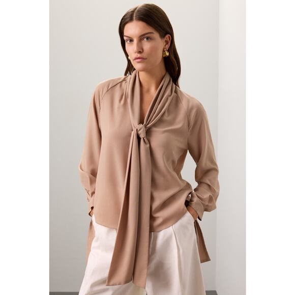 Obando Tops - Obando Collective  Beige Wrap Neck Top Size 6